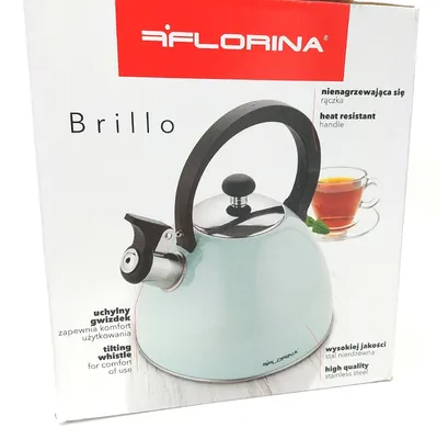 Immagine prodotto di BRILLO FLORINA Bollitore da 2,5 l in acciaio inossidabile Bollitore da tè Bollitore a fischietto Bollitori da cucina