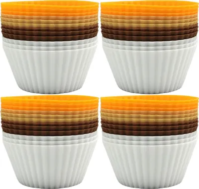 Produktbild von The Silicone Kitchen Wiederverwendbare Silikon-Backförmchen, Silikon-Muffinförmchen für Cupcakes, BPA-frei, Normalgröße, 12er-Pack, Weiß, Blau, Grün