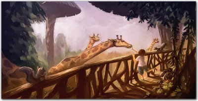 Produktbild von Coloray Bild aus Leinwand 100x50 Leinwand Dekoration - Eichhörnchen Giraffe