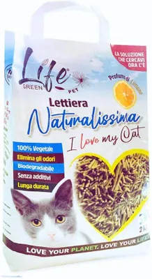 Productafbeelding van Kattenbakkorrels 2 kg - Citroen met Erwtvezel en Maïszetmeel - Biologisch afbreekbaar - Geurabsorberend