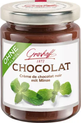 Produktbild von Schoko-Creme CHOCOLAT mit dunkler Schokolade & Minze von Grashoff, 250g