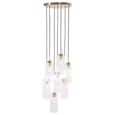Produktbild von QAZQA - Art Deco Art-Deco-Hängelampe I Pendellampe I Pendelleuchte Gold I Messing mit Glas 7-flammig - Laura I Wohnzimmer I Schlafzimmer - Rund - LED geeignet E27