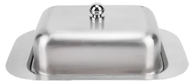 Produktbild von Butterdose aus Edelstahl mit Deckel, lebensmittelecht, spülmaschinenfest, Halter, Käse-Aufbewahrungsbox für die Küche