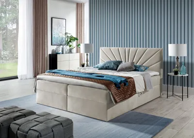 Produktbild von Kontinentales Bett 160x200 IVANA 4 – beige + Gratis-Topper