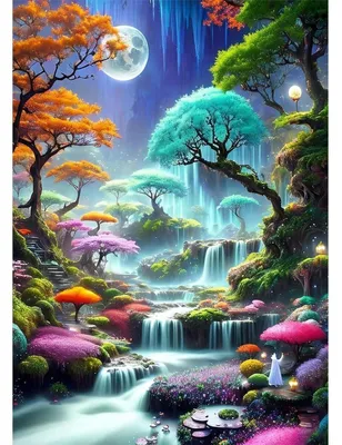 Obrázok produktu pre Sada na maľovanie diamantmi 5D, motív: fantazijný les, rozmer 30x40 cm