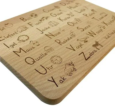 Immagine prodotto di Tagliere in legno per la colazione: per imparare, inizio scuola, lettere