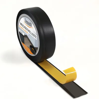 Produktbild von Sockelleiste selbstklebend schwarz, 25 m L, Weichsockelleiste auf Rolle, Fußleiste
