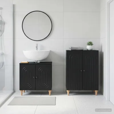 Image de Ensemble de deux meubles de salle de bain exclusifs, modèle ALKMAAR, en bois noir