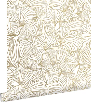 Produktbild von ESTAhome Tapete Ginkgoblätter Weiß und Gold 53 cm x 10.05 m