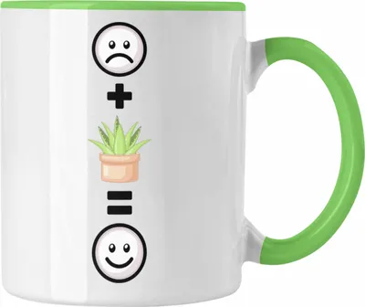 Produktbild von Trendation - Kaktus Tasse Geschenk für Kaktus-Liebhaber Lustige Geschenkidee :( + Kaktus = :) (Grün)