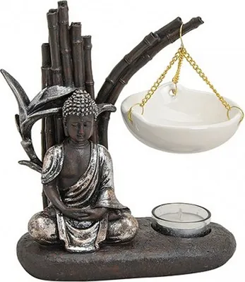 Produktbild von Buddha Figur Duftlampe sitzend braun Feng Shui Polyresin  Deko H20x8x19 cm