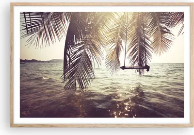 Produktbild von Gerahmtes Poster - Rahmen in heller Eiche - Meer Palme Wasser - 91,5x61 cm - Wand Bild - Wanddeko - Wandbilder - Wandposter - Bilderrahmen - Bilder - Kunstdruck - Wandbild - P2NAA91x61-3634