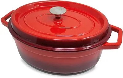 Produktbild von Gusseiserne Bräter – Schmortopf – Auflaufform – Für langsames Garen – Gleichmäßige Wärmeverteilung – 5,5 Liter – Rot