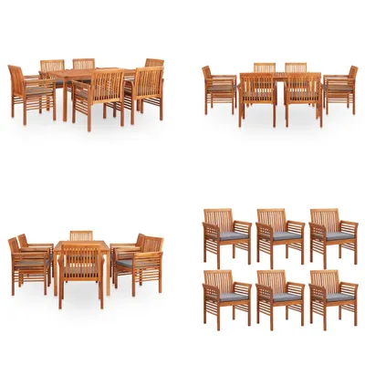 Image de vidaXL Ensemble de jardin 7 pièces avec coussins en bois massif d'acacia - Ensemble de salle à manger - Table Et Chaises - Tables Et Chaises