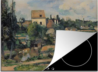 Produktbild von KitchenYeah© Herdabdeckplatte Die Mühle von Pontoise - Gemälde von Paul Cézanne , 58x51cm, Küche Deko, Glaskeramikkochfeld Herdabdeckung, Abdeckplatte fùr Kochfeld