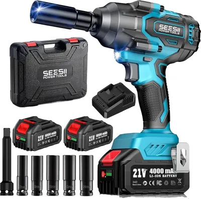 Obrázek produktu pro Rázový utahovák, max. točivý moment 1000 N.m, volnoběžné otáčky 3300 ot./min, jmenovité napětí 21 V, hmotnost 5,3 kg, kapacita baterie 4,0 AH