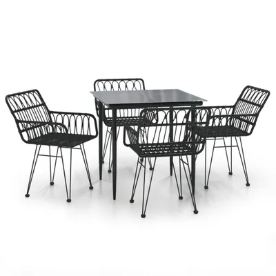 Immagine prodotto di vidaXL set da pranzo da giardino 5 pezzi in polirattan nero