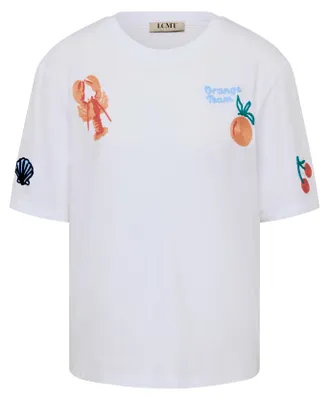 Produktbild von T-Shirt aus reiner Baumwolle, lockere Passform, Rundhalsausschnitt, weiß, Größe 44