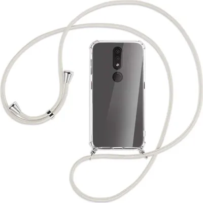 Produktbild von Handykette Backcover-Schutzhülle mit Band (Metall silberfarben) für Nokia 4.2 - broken white