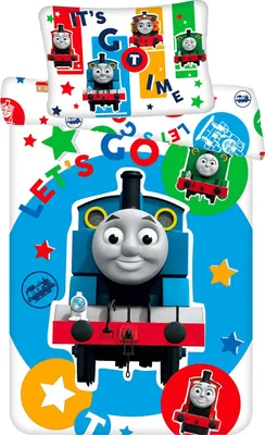 Produktbild von Thomas & Friends, Thomas die Lokomotive Let´s Go Bettwäsche Set Baby 100x135 + 40x60 cm, 100% Baumwolle, mit Reißverschluss