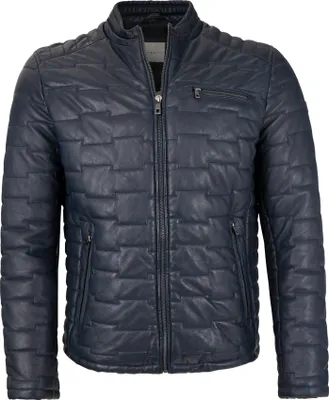 Produktbild von Bugatti - Herren Lederjacke Steppjacke Lammnappa navy : 52