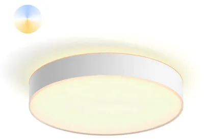 Produktbild von Philips Hue White ambience Enrave Deckenleuchte L weiß + Dimmschalter, Intelligente Deckenbeleuchtung, Bluetooth/Zigbee, Weiß, LED, Metall, Nicht austauschbare(s) Leuchtmittel