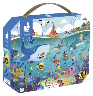 Produktbild von Janod Puzzle Ozeanboden 100 Teile - Kinderpuzzle Meerestiere