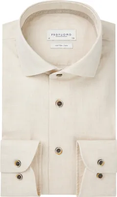 Produktbild von Profuomo Hemd Creme Baumwolle & Leinen braune Knöpfe