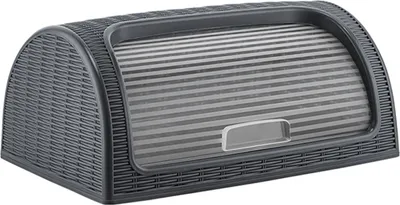 Produktbild von Michelino Brotbehälter 41 x 26 x 18 cm Brotbehälter mit Rolldeckel Brotkasten Rollbrotkasten Brotdose Anthrazit