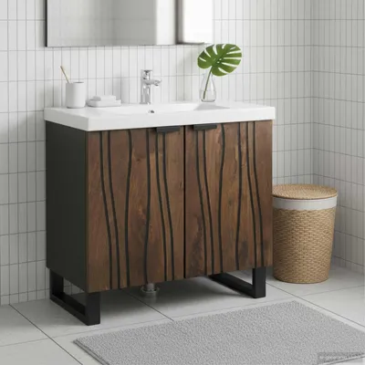 Produktbild von vidaXL Waschbeckenschrank Walnuss 62 x 33 x 58 cm Holzwerkstoff