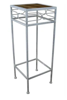 Produktbild von Blumenhocker aus Metall und Holz grau eckig Größe S
