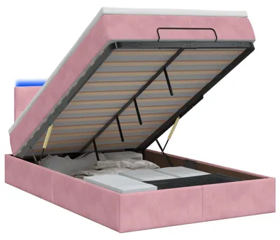 Productafbeelding van Ottomaanbed met matras en LED-verlichting, roze, 120 x 200 cm, fluweel