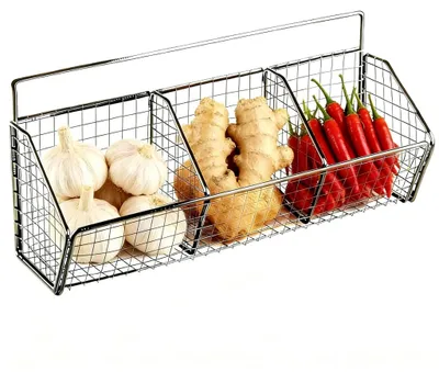 Image de Omgoods - Boîte de rangement murale en métal avec 3 compartiments pour la cuisine