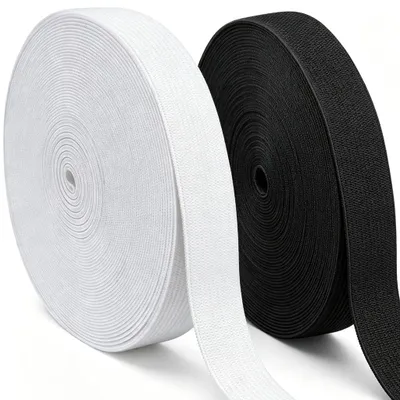 Productafbeelding van Gummiband set van 2 rollen (Zwart & Wit) - 2,0 cm breed elastisch band voor kleding