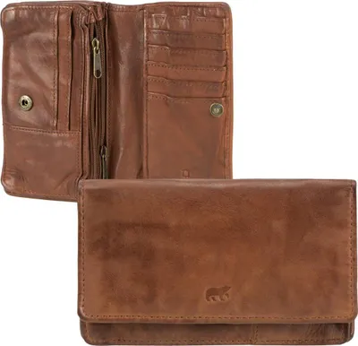 Produktbild von Bear Design Damen Geldbörse 14 Kartenfächer Portemonnaie Geldbeutel Leder cognacbraun CL782-cognac
