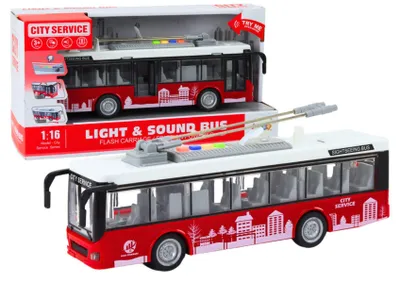 Productafbeelding van Trolleybusbus 1:16 Lichten Geluiden Rijden wit en rood