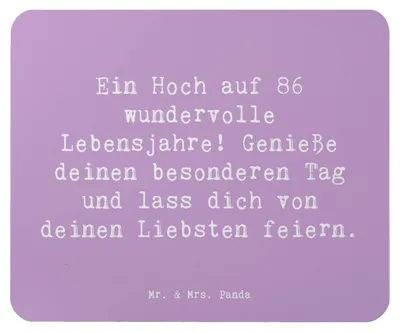 Produktbild von Mr. & Mrs. Panda Mouse Pad Spruch 86. Geburtstag - Lavendeltraum - Geschenk, Glück, Geburtstagsspruch, mauspad pc, Lebensjahre, Geschenkideen, Liebe, laptop mousepad