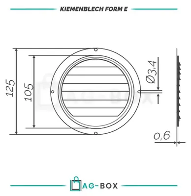 Produktbild von AG-BOX Kiemenblech 125mm Typ E, 4 Stück
