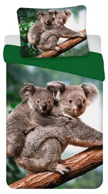 Freigestellte Produktansicht vom Bettwäsche Set mit Koala 135 x 200 cm + 80 x 80 cm 100% Baumwolle