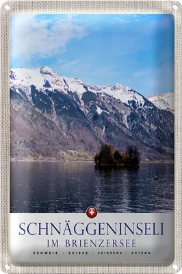 Produktbild von Blechschild Reise 40x30cm Schnäggeninsel in Brienzeresee Schweiz
