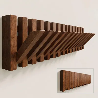 Produktbild von doporro Garderobenhaken Kleiderhaken Wand mit 14 Haken für Jacken, Garderobenleiste für Flur und Garderobe Wandgarderobe aus Holz, Wallnuss Twigro-01