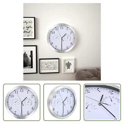 Immagine prodotto di The Living Store Orologio da parete con movimento al quarzo, igrometro e termometro 30 cm Bianco