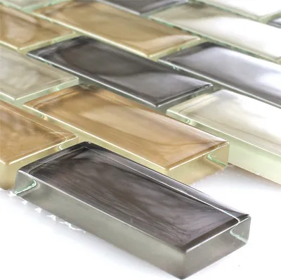 Produktbild von Mosaikfliesen Glas Brick Braun Mix