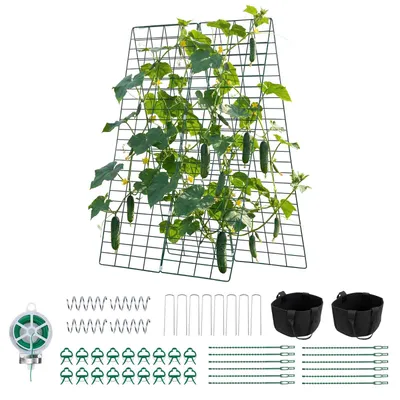 Zdjęcie produktu dla VEVOR, podpory do roślin, kratki w kształcie litery A, siatki do roślin ogrodowych, podpory do roślin pnących, grochu, fasoli, cukinii, pomidorów, kwiatów (4 panele o wymiarach 43x117 cm)