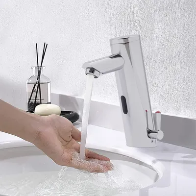 Produktbild von Badarmatur Waschtisharmatur, Automatische Sensorarmatur, Infrarot Sensor Wasserhahn (Silber)