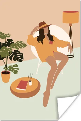 Produktbild von MuchoWow® Poster Frau - Kleidung - Interieur 120x180 cm - Kunstposter