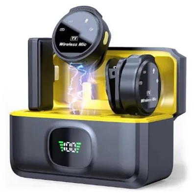 Immagine prodotto di Microfono lavalier wireless omnidirezionale da 2,4 GHz, 2-in-1, con connettore di tipo C e custodia di ricarica