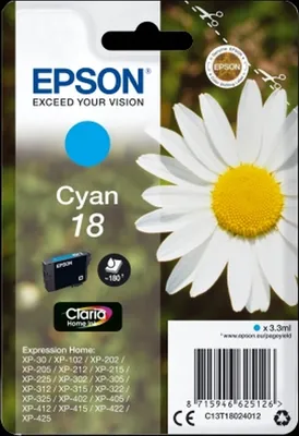 Image de Original Epson 18 / C13T18024012 Tintenpatrone cyan