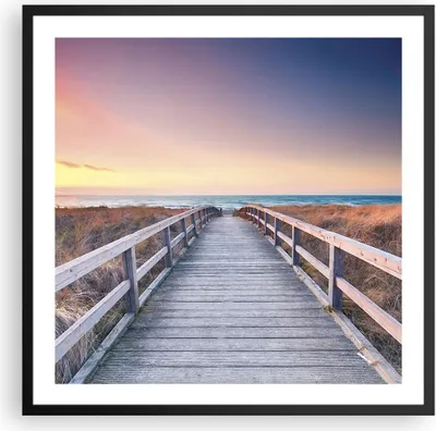 Produktbild von Gerahmtes Poster - Schwarzer Rahmen - Weg Meer Brücke - 60x60 cm - Wand Bild - Wanddeko - Wandbilder - Kunstposter - Wandposter - Bilderrahmen - Bilder - Kunstdruck - Wanddekoration - P2BAC60x60-4948