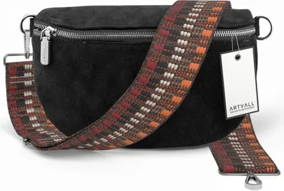 Produktbild von ARTVALL - Umhängetasche aus Wildleder, Klein mit verstellbarem Schultergurt, abnehmbares Taschenband, Crossbody Bag in Schwarz